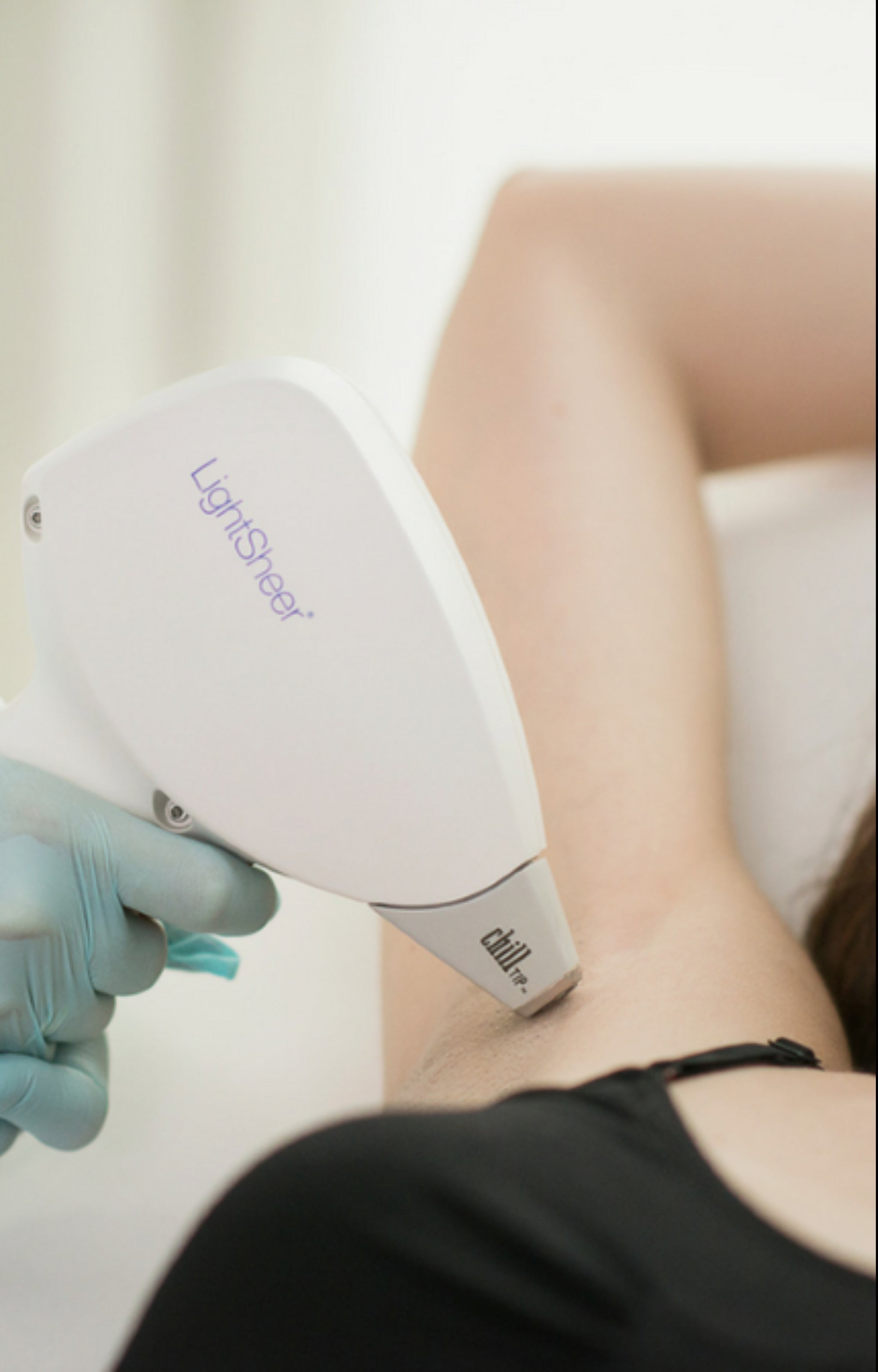 Model having a consultation for Morpheus8 skincare treatment.
