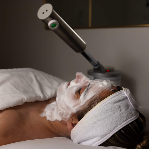 Deep foam cleanse and ozone steam during the Skin-Refresh facial at Vis a Vis. Detoxifying and prepping the skin for exfoliation.