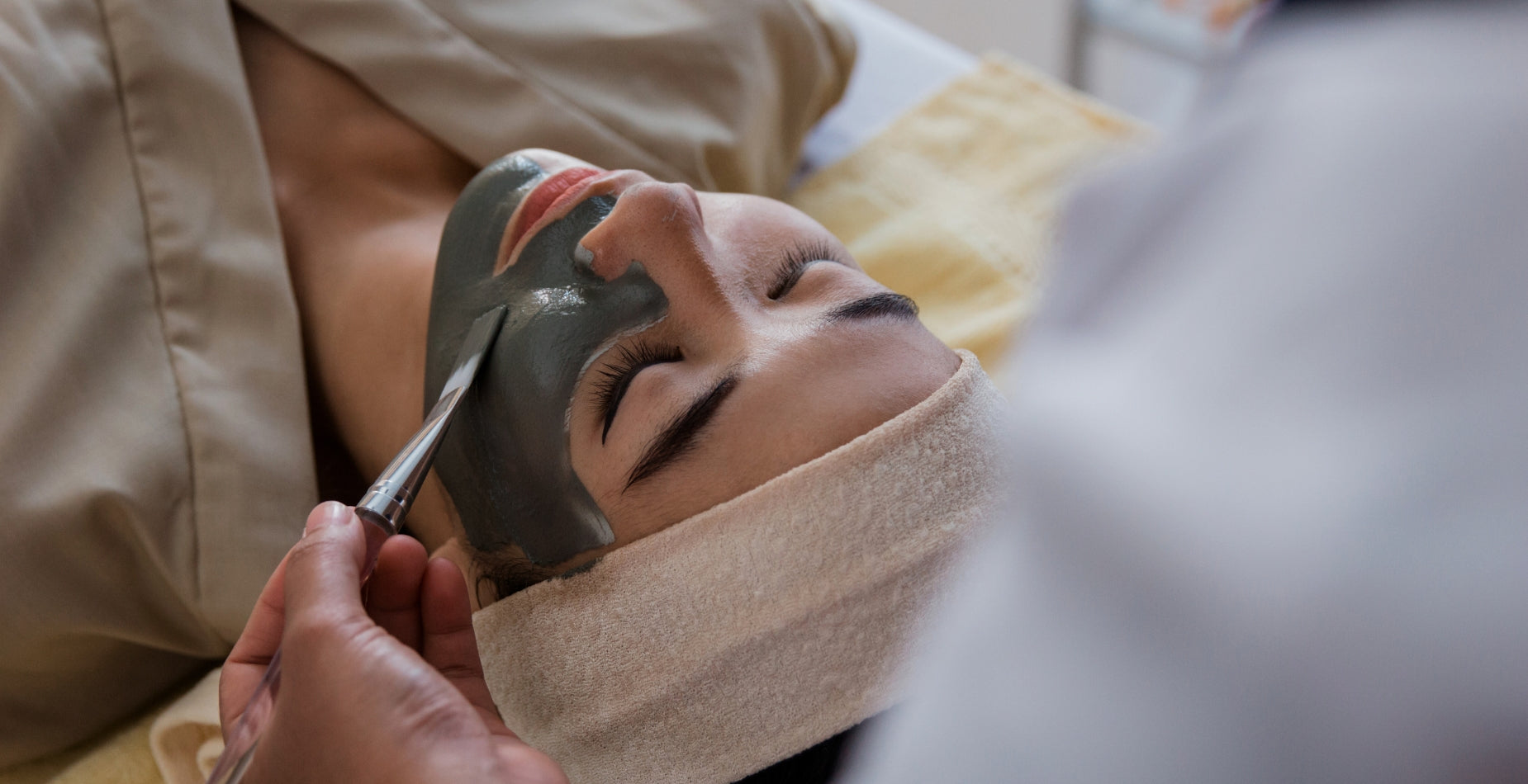 Model undergoing Morpheus8 treatment for facial rejuvenation at Studios Vis a Vis Toronto